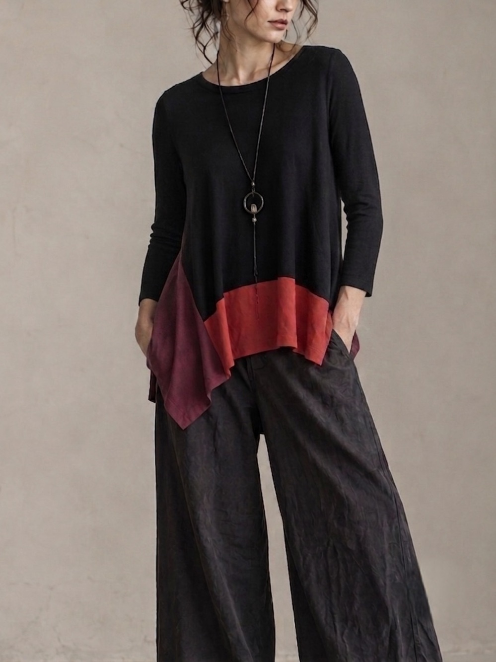 Ruti Faux Suede Asymmetric Top XS/S Textured Drape Artsy Flowy Designer